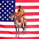 USA lippu intiaani ratsailla  kuvalla   